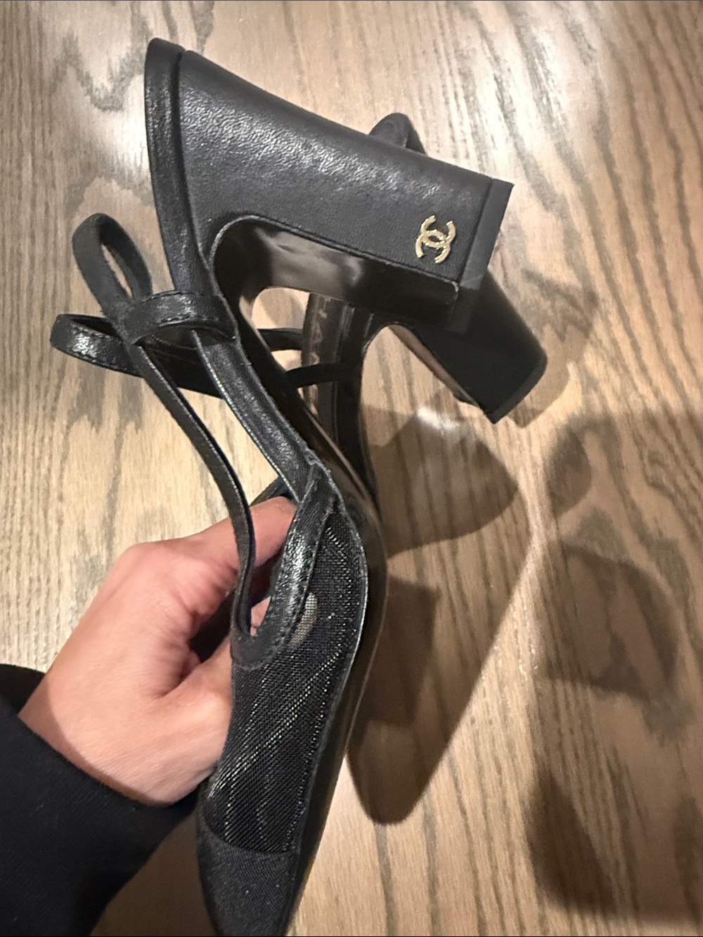 CHANEL Black Pointed Slingback Pumps - Picture 4 of 6
